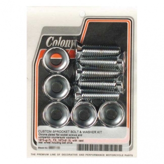 Colony Sprocket Bolt Kit Flathead Allen & Countersunk Washers For 1973-1992 B.T., 1979-1990 XL (Cast Wheel, Chain & Belt), 1993-1998 B.T. Spoke Wheel (Excluding 1997-1998 Softail) Models (ARM169989)