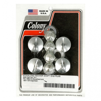Colony Rocker Shaft Plug & Nut Kit in Zinc Finish OEM Style Slotted For 1966- Early 1971 B.T., 1957- Early 1971 XL Models (ARM007929)