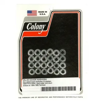 Colony Rocker Cover Washer Set Used Below Long Type Rocker CVR Screws & Alu D-Rings in Zinc Finish For Late 1954-1965 B.T. Models (9985-24-Z)