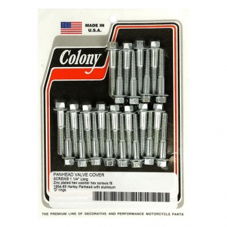 Colony Rocker Cover Screw Kit Hex Long, Use With Alu D-Rings in Zinc Finish For 1948-1965 Panhead Models (ARM387929)