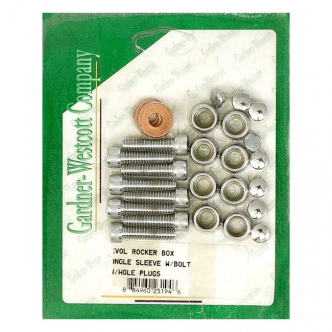 Gardner Westcott Rocker Box Screw Set Polished Allen With Tapered Cup Washers & Hole Plugs in Chrome Finish For 1984-1999 Evo B.T.; 1986-2017 XL Models (ARM920879)