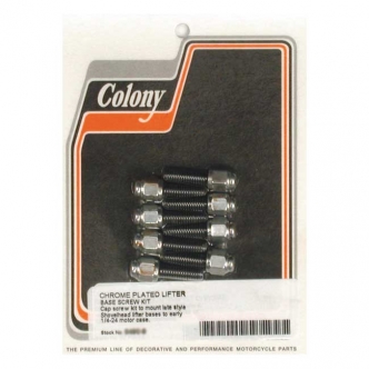 Colony Tappet Block Mount Kit, Cap Style in Chrome Finish For B.T. Conversion, Late 1976-1984 Tappet Guides On 1936- Early 1976 Cases Models (ARM371989)