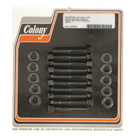 Colony Head Bolt Kit OEM Style Including Washers in Parkerized Finish For 1936-1939 Knuckle Models (9725-20)