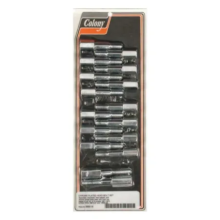 Colony Head Bolt Kit OEM Style Cast Iron Heads in Chrome Finish For 1951-1973 45 Inch SV (Excluding Alternator Models) Models (9888-16)