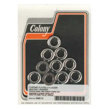 Colony Head Bolt Washer Set For 7/16 Headbolts in Chrome Finish For 1936-1984 OHV B.T. Models (8488-10)
