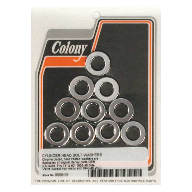 Colony Head Bolt Washer Set in Chrome Finish For HD SideValves With