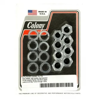 Colony Cylinder Base Nut Kit Hex in Zinc Finish For 1930-1978 B.T. Models (8105-16-Z)