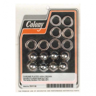 Colony Cylinder Base Nut Kit Acorn in Chrome Finish For 1930-1978 B.T. Models (ARM901989)