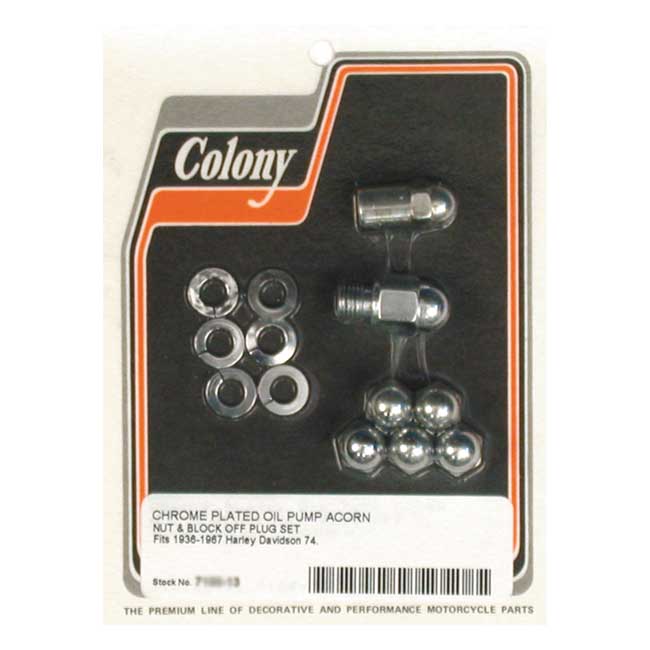 Colony Oil Pump Mount Nuts, Acorn Nut & Washer Set, 1/4 Inch 24 Thread