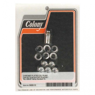 Colony Oil Pump Mount Nuts, Cap Style Nut & Washer Set, 1/4-24 H-D Thread in Chrome Finish For 1936-1967 B.T. Models (ARM231989)