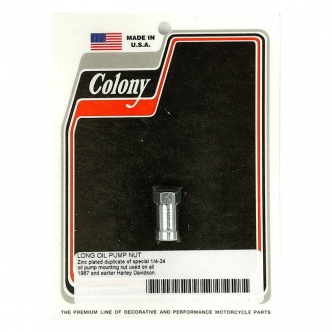 Colony Oil Pump Nut, Early Style Long Shoulder Nut, 1/4-24 Thread in Zinc Finish For 1936-1967 B.T. OHV Models (ARM886929)