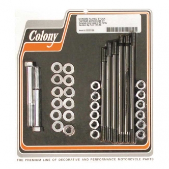 Colony Crankcase Bolt Kit Hex in Chrome Finish For 1965-1969 Pan & Early Shovel Models (ARM552989)