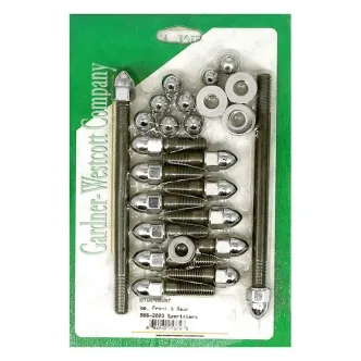 Gardner Westcott Motor Mount Kit Top, Front & Rear Acorn Nut Kit in Chrome Finish For 1986-2003 XL Models (50-33A)