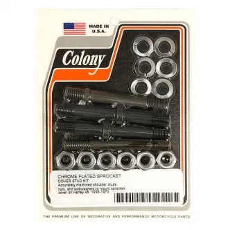 Colony Sprocket Cover Stud Kit in Chrome Finish For 1935-1973 45 Inch SV Models (8621-16)