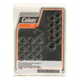 Colony Transmission Side Cover Mount, Hex OEM Style Nuts & Washers in Black Parkerized Kit For 1936-1986 4-SP B.T. Models (ARM342989)