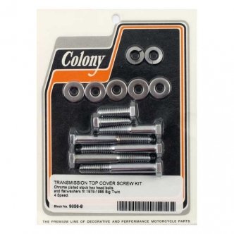 Colony Transmission Top Cover Screw Kit in Chrome Hex Finish For 1979-1985 4-SP B.T. Models (ARM593099)