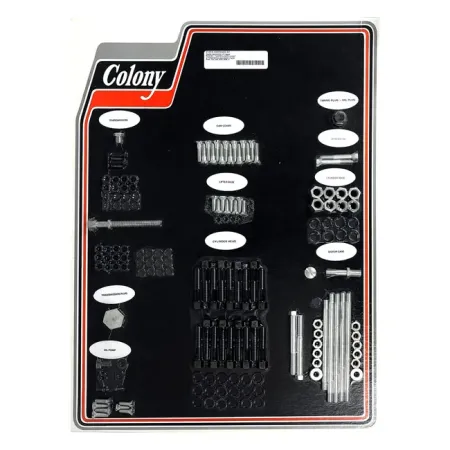 Colony Motor Screw Set OEM Style in Zinc & Parkerized Finish For Late 1930-1936 74 Inch VL Models (8318-Z)