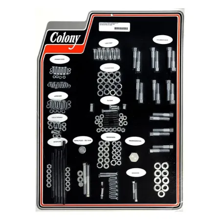 Colony Motor Screw Set OEM Style in Zinc Finish For 1937-1939 74/80 Inch U Models With Cast Iron Heads (8304-Z)