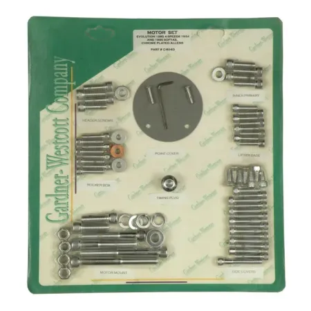Gardner Westcott Motor Screw Sets in Chrome Allen Finish For 1984-1985 Softail Models (C-80-83)