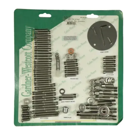 Gardner Westcott Motor Screw Set in Polished Stainless Steel Allen Finish For 1987-1999 Softail Models (SP-80-87)
