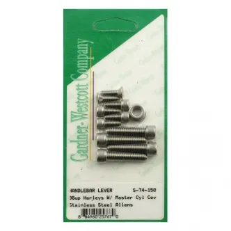Gardner Westcott H/Bar Control Screw Kit, in Stainless Steel Allen Finish For 1996-2017 Softail, Dyna, XL, 1996-2007 FLT/Touring, 2002-2017 V-Rod Models (S-74-150)