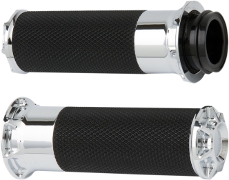 Arlen Ness Bevelled Fusion Grips In Chrome For 1974-2023 Harley Davidson Single And Dual Throttle Cable Models (07-330)