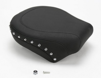 Mustang Pillion Pad Wide Touring Vinyl Custom Replacement Plain Conchos Studded 14 Inch Wide Rear in Black For 1984-1999 Softail Models (75509)