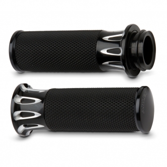 Arlen Ness Deep Cut Fusion Grips In Black For 2008-2023 Harley Davidson Electronic Throttle Models (07-319)