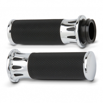 Arlen Ness Deep Cut Fusion Grips In Chrome For 1974-2023 Harley Davidson Single And Dual Throttle Cable Models (07-316)
