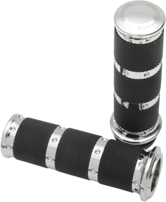 Performance Machine Contour XLS Grips In Chrome For 2008-2023 Harley Davidson Electronic Throttle Models (0063-2087-CH)