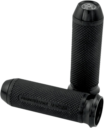 Performance Machine Elite Grips In Black Anodised Finish For 1974-2023 Harley Davidson Single And Dual Throttle Cable Models (0063-2027-B)