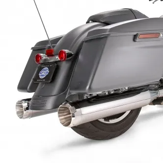 S&S Cycles MK45 Thruster 4.5 Inch Slip-On Muffler in Chrome Finish With Chrome End Caps For 2017-2024 Touring Models (550-0665)