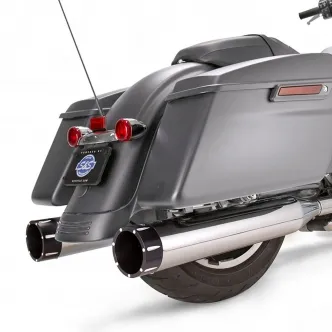S&S Cycles Tracer 4.5 Inch Slip-On Muffler in Chrome Finish With Black End Caps For 2017-2024 Touring Models (550-0668)
