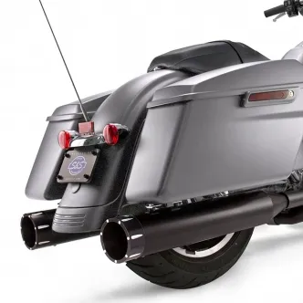 S&S Cycles Tracer 4.5 Inch Slip-On Muffler in Black Finish With Black End Caps For 2017-2024 Touring Models (550-0670)