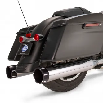 S&S Cycles MK45 Tracer 4.5 Inch Slip-On Muffler in Chrome Finish With Black End Caps For 1995-2016 Touring Models (550-0623)