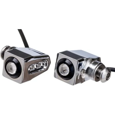 Joker Machine Single Rat Eye LED Turn Signals In Chrome Finish With Red LEDs (05-206-RC)
