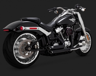 Vance & Hines Shortshots Staggered Exhaust In Black for Harley Davidson 2018-2023 Softail Fat Boy, Breakout and FXDR Motorcycles (47235)