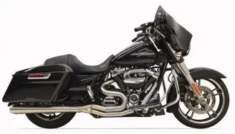 Bassani Road Rage III Stainless 2 Into 1 Long 4 Inch Megaphone Exhaust System For 2017-2024 Touring Models (1F21SS)