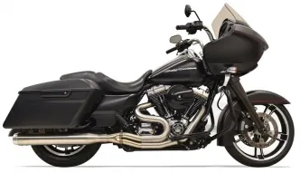 Bassani Road Rage III Stainless 2 Into 1 Long 4 Inch Straight Can Exhaust System For 2017-2024 Touring Models (1F28SS)