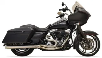 Bassani Road Rage III Stainless 2 Into 1 Exhaust System With Long 4 Inch Megaphone Muffler For 1995-2016 Touring Models (1F11SS)