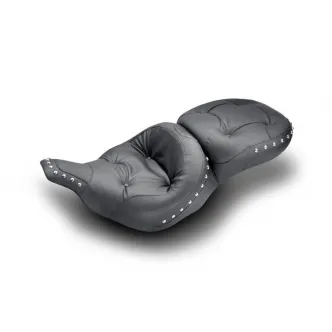 Mustang Seat Ultra Vinyl 2-Up Pillow Top Studded 18 Inch W x 15 Inch W Front, Rear Black For 1999-2007 FLHT/FLTR Models (75570)