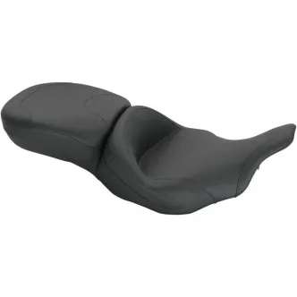 Mustang Seat Super Vinyl 2-Up Vintage Plain 19 Inch Front Width x 15 Inch Rear Width in Black For 1999-2007 FLHT/FLTR Models (76971)