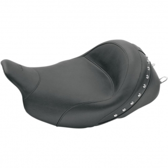 Mustang Seat Vinyl Solo Special Chrome Studded 15 Inch Front Width For 2008-2023 FLHT/FLTR/FLHR/FLHX Models (76029)