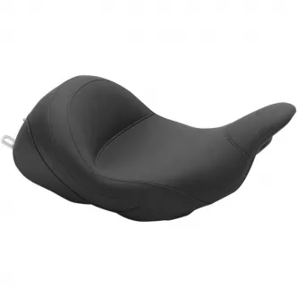 Mustang Seat Lowdown Vinyl Solo Vintage Smooth 13 Inch Front Width in Black For 2009-2023 FLHT/FLHR/FLTR/FLHX Models (76078)