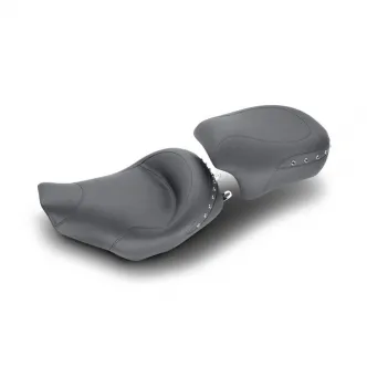 Mustang Seat Wide Naugahyde Solo Smooth Chrome Studded 19 Inch Front Length in Black For 1999-2007, 2006-2007 FLHX (Except FLHRS) Models (75578)