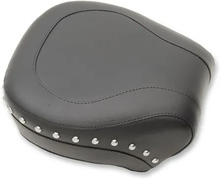 Mustang Rear Seat Wide Vinyl Smooth Studded, 14 Inch Rear Width in Black For 2000-2005 FXST, 2000-2007 FLST/C/N (Except FXSTD/FLSTN, 2007 FLSTF) Models (75095)
