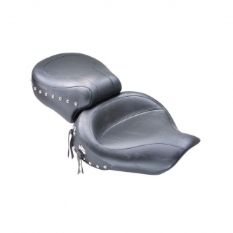 Mustang Seat Naugahyde 2-Up Smooth Conchos, Studded 15 Inch Front Width x 12.5 Inch Rear Width For 2006-2017 Dyna Glide Models (75435)