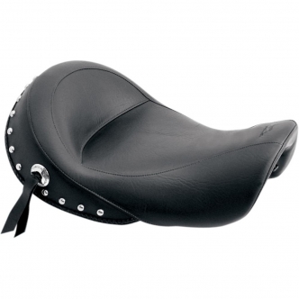Mustang Vinyl Solo Plain Conchos Seat, Studded 13.5 Inch Front Width For 2006-2017 Dyna Glide Models (76106)