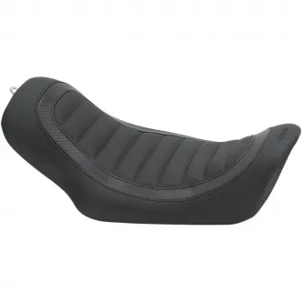 Mustang Seat Jody Perewitz Signature Series Vinyl Solo Carbon-Fiber Weave Tuck N Roll Smooth 9.5 Inch Front Width in Black For 2006-2017 Dyna Models (76988)