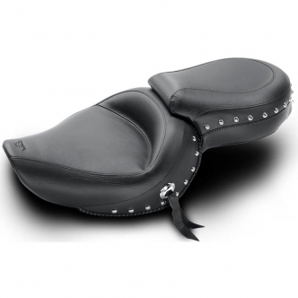Mustang Wide Touring Seat Studded with Conchos 14.5 Inch Front Width x 10.5 Inch Rear Width For Harley Davidson 2004-2020 XL Sportster Models With 4.5 Gallon Tank (76142)